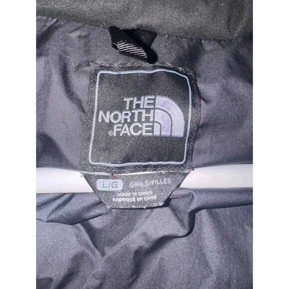 The North Face Girl 550 Goose Down Puffer Jacket L Burgundy Quilted Winter Coat - Picture 5 of 9